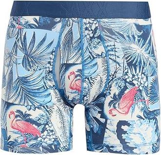 Saxx Underwear Droptemp Cooling Cotton Boxer Brief Fly Mens Underwear Botanique/Washed Indigo : 2XL, Cotton/Mesh/Modal