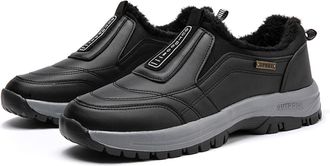 Generic Slip On Shoes Mens Without Laces - Winter Shoes for Men, Wide Foot Walking Shoes, Warm Lined Winter Boots, Non-Slip, Comfortable, Casual Shoes, Low To