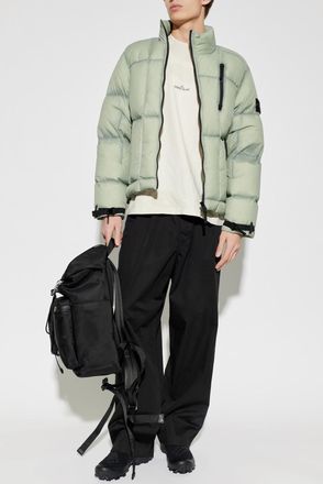 Stone Island Down Jacket With A Stand-up Collar, Mens, Green