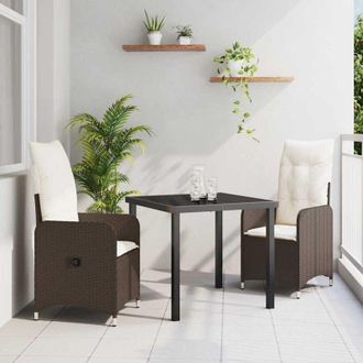 vidaXL Conjunto De Comedor De Jard&iacute;n Con Coj&iacute;n 3 Pcs Marr&oacute;n Polirat&aacute;n Vidaxl