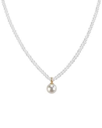 Jewelmak 14K White Topaz & Pearl Necklace