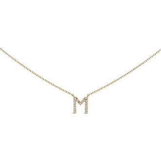 House of Brilliance 10K Yellow Gold Diamond Accent A-Z Block Initial Pendant Necklace in Yellow Gold | M at Nordstrom