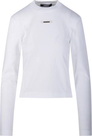 Jacquemus Tops, Dames, Wit, L, Le T-shirt Gros Grain ML