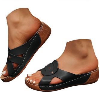 Generic Orthopedic Sandals with Arch Support Flip Flops for Women Wedge Sandals Comfortable Walking Sandals Cushion Platform Sandals Dressy Summer Slip on San