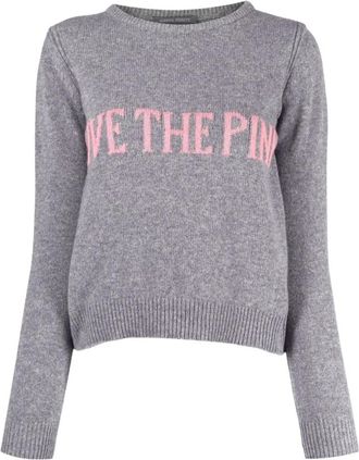 Alberta Ferretti Ronde hals knitwear - Dames - Ronde hals truien - Grijs - XL - Kasjmier - Truien & Vesten