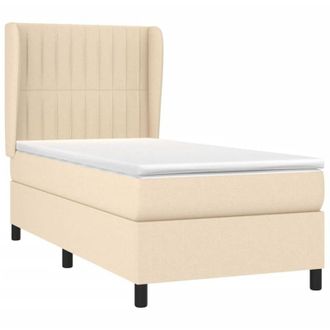 vidaXL Cama Box Spring Con Colch&oacute;n Tela Color Crema 90x200 Cm Vidaxl