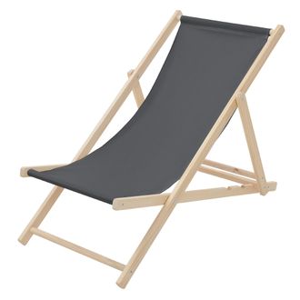 ECD Germany Ecd Germany Silla De Playa Madera De Pino 3 Posiciones De Reclinaci&oacute;n Plegable Tumbona Tradicional De Sol Para Jard&iacute;n O Balc&oacute;n Antracita Impermeable H