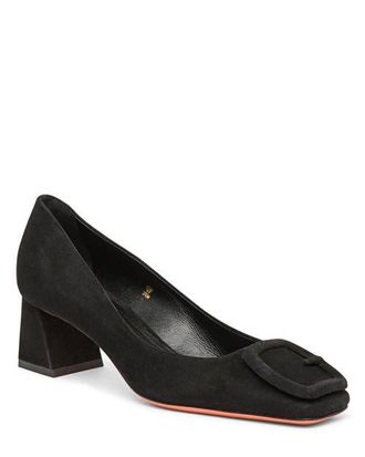 Santoni Womens Suede Low-Heel Pump in Black at Nordstrom, Size 9