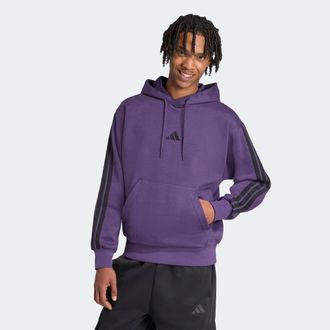adidas Kapuzensweatshirt ADIDAS SPORTSWEAR M 3S FL HD, Herren, Gr. M, aurora plum, schwarz, Obermaterial: 55% Baumwolle, 36% Polyester, 9% Viskose, angesetzt