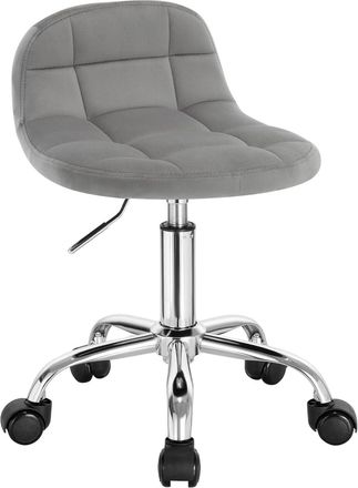 Woltu Woltu - Silla De Terciopelo Con Reposabrazos Y Ruedas Taburete De Oficina Giratorio De Altura Ajustable, Gris Oscuro+negro