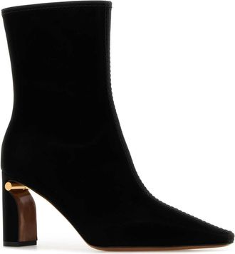 Alexander McQueen Womens Leather Block-Heel Ankle Boot Black Upper