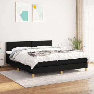 vidaXL Cama Box Spring Con Colch&oacute;n Tela Negro 160x200 Cm Vidaxl