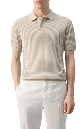 Mango Stripe Polo in Beige at Nordstrom, Size Small