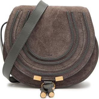Chlo&eacute; Marcie Small Suede Saddle bag - Grey - One Size