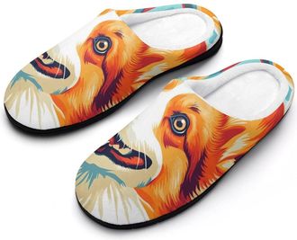 Generic Vintage Corgi Dog Mens Slipper Slip On Winter Warm House Slippers Shoes Indoor Outdoor