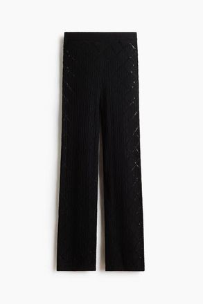 H&M Crochet-look Trousers in Black at Nordstrom, Size Xx-Large