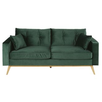 Maisons du monde Sof&aacute; de estilo escandinavo de 3/4 plazas de terciopelo verde