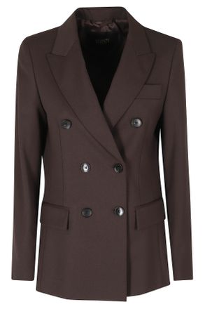 Seventy Brown Double-Breasted Flap Pockets Polyester-Blend Jacket