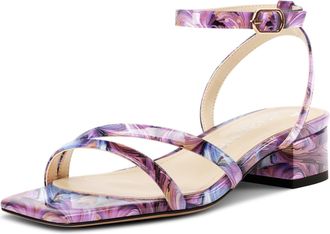 Castamere Womens Low Chunky Block Heel Square Toe Ankle Strap Sandals Dress Wedding Party Shoes 3.5 CM Heels Purple Vortex 6.5 UK