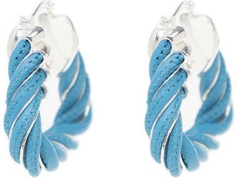 Bottega Veneta Light-blue Nappa Leather And 925 Silver Twist Triangle Earrings