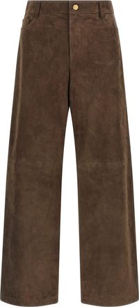 Max Mara Brown Lamb Leather Casual Womens Pants