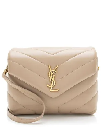 Saint Laurent Beige Matelasse Calfskin Monogram Loulou Toy Crossbody (Authentic Pre-Loved)