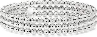 Ross-Simons Italian Rhodium-Plated Jewelry Set: 3 4mm Bead Stretch Bracelets