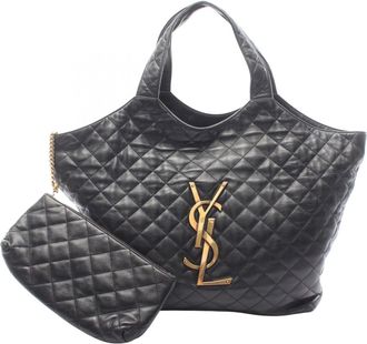 Saint Laurent Black Leather Handbag Tote Bag (Pre-Owned)