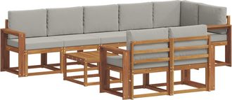 vidaXL Conjunto De Sof&aacute;s De Exterior 9 Uds. Gris Natural Y Claro Vidaxl