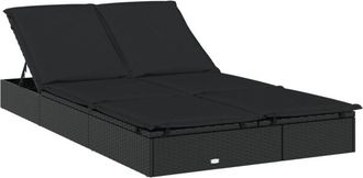 vidaXL Tumbona 2 personas ratán sintético con cojines negro Vidaxl