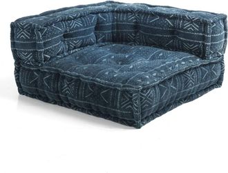 Oresteluchetta Sof&aacute; esquinero modular algod&oacute;n azul 40x80x80 cm