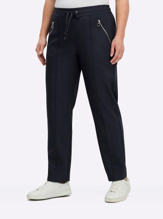 Sheego Schlupfhose SHEEGO, Damen, Gr. 40, Normalgr&ouml;ssen, tiefblau, 89% Polyester, 11% Elasthan, unifarben, Hosen Schlupfhose