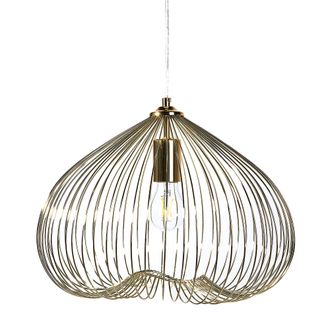 Beliani L&aacute;mpara De Techo Colgante Pantalla Ovalada De Metal Dorado Dormitorio Cocina Industrial Tordino