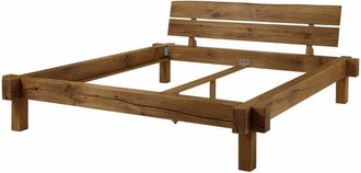 Massivmoebel24 jangali 312 Letto matrimoniale a travi in legno di quercia selvatica - oliato / tabacco 180x200