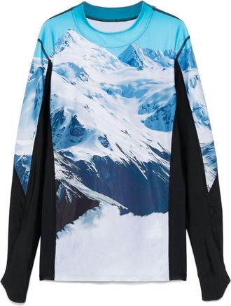 Perfect Moment Blue Landscape-Print Top - Mens - Elastane/Polyester