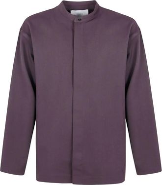 STUDIO NICHOLSON karst buttoned shirt - men - Polyester/Virgin Wool - L - Purple