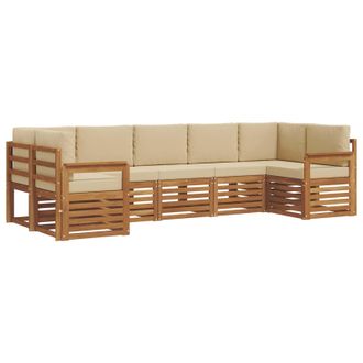 vidaXL Conjunto De Sof&aacute; Seccional Con Coj&iacute;n 7 Pcs Natural Y Beige Vidaxl
