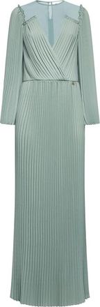 Silvian Heach Lange jurk met plooien en gekruiste halslijn - Dames - Avondkleed - Groen - M - Polyester - Kleedjes