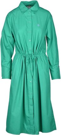 Tommy Hilfiger Katoenen Chemisiere Jurk met Knopen - Dames - Shirt Kleedjes - Groen - XL - Katoen - Kleedjes