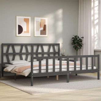 vidaXL Bed Frame without Mattress Grey 200x200 cm Solid Wood Pine vidaXL