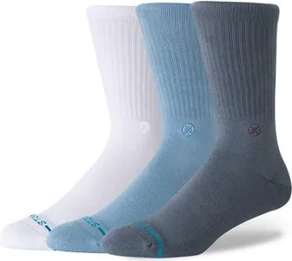 Stance Icon Assorted 3-Pack Crew Socks in Turbulence at Nordstrom, Size Large