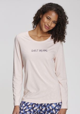 s.Oliver Pyjamaoberteil S.OLIVER, Damen, Gr. 32/34, rosa, Single Jersey, Obermaterial: 50% Baumwolle, 50% Viskose, bedruckt, unifarben, Basic lang, Rundhals, S