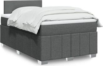 vidaXL Cama Box Spring Con Colch&oacute;n Tela Gris Oscuro 120x190 Cm Vidaxl