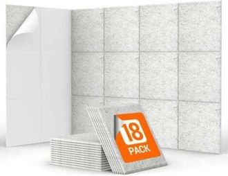 OEM 18 Paneles Autoadhesivos Insonorizantes Para Pared, 30 X 30 X 0,9 Cm, Espuma Insonorizante De Alta Densidad, Aptos Para Insonorizar Oficinas, Gris Cla