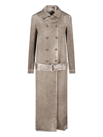 Diesel Grey Acetate Satin Double Breasted Trench Coat