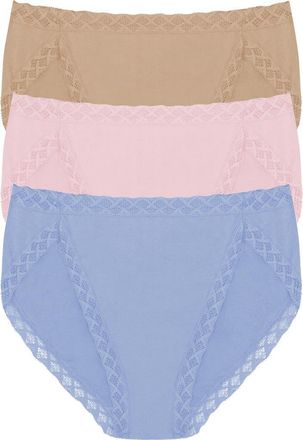 Natori Bliss Cotton French Cut Brief 3-Pack in Buff/pink Velvet/blue Dream at Nordstrom, Size Xx-Large