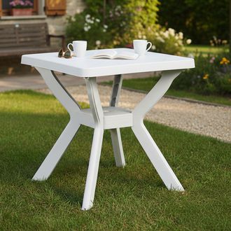 Dmora Dmora Table DExt&eacute;rieur Carr&eacute;e, Made In Italy, 70x70x72 Cm, Couleur Blanc