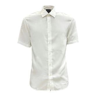 Emporio Armani Short Sleeve Shirts, male, White, Size: XS White Casual Shirt 3R1Cq71Nwdz0101