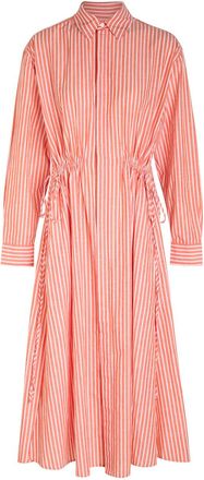 Polo Ralph Lauren Striped Cotton-blend Midi Shirt Dress - Orange - 12 (UK16 / XL)