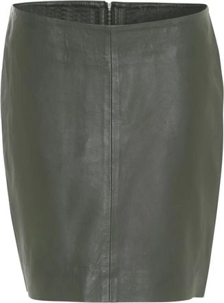 BTF-CPH Army Green Leren Pencil Rok - Dames - Leren & Su&egrave;de rokken - Groen - L - Rokken